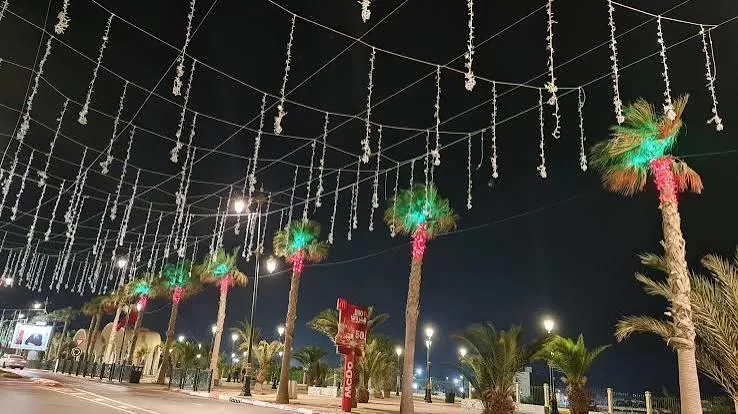 شوارع مدينة العيون مزينة بالأعلام الوطنية